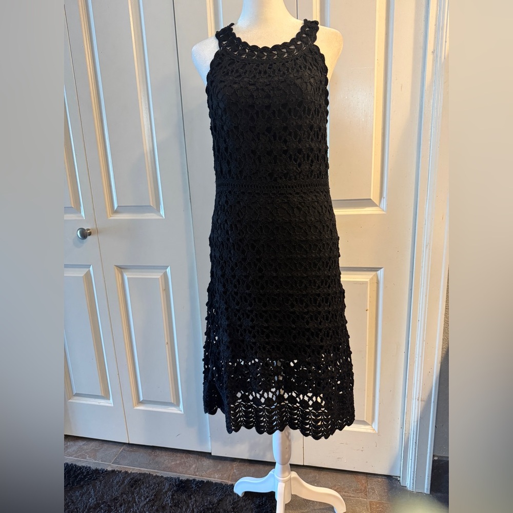 INC International Concepts Black Crochet Midi Sundress